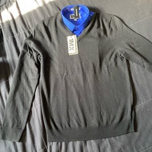 Blue Express shirt and Black Express sweater